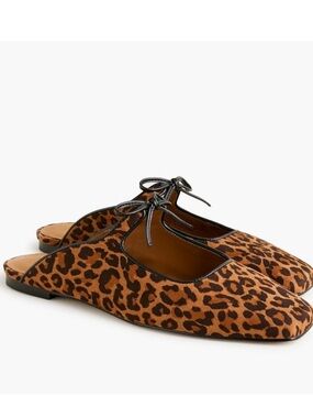 J. Crew Factory Leopard Print Slip-On Mules with Black Trim